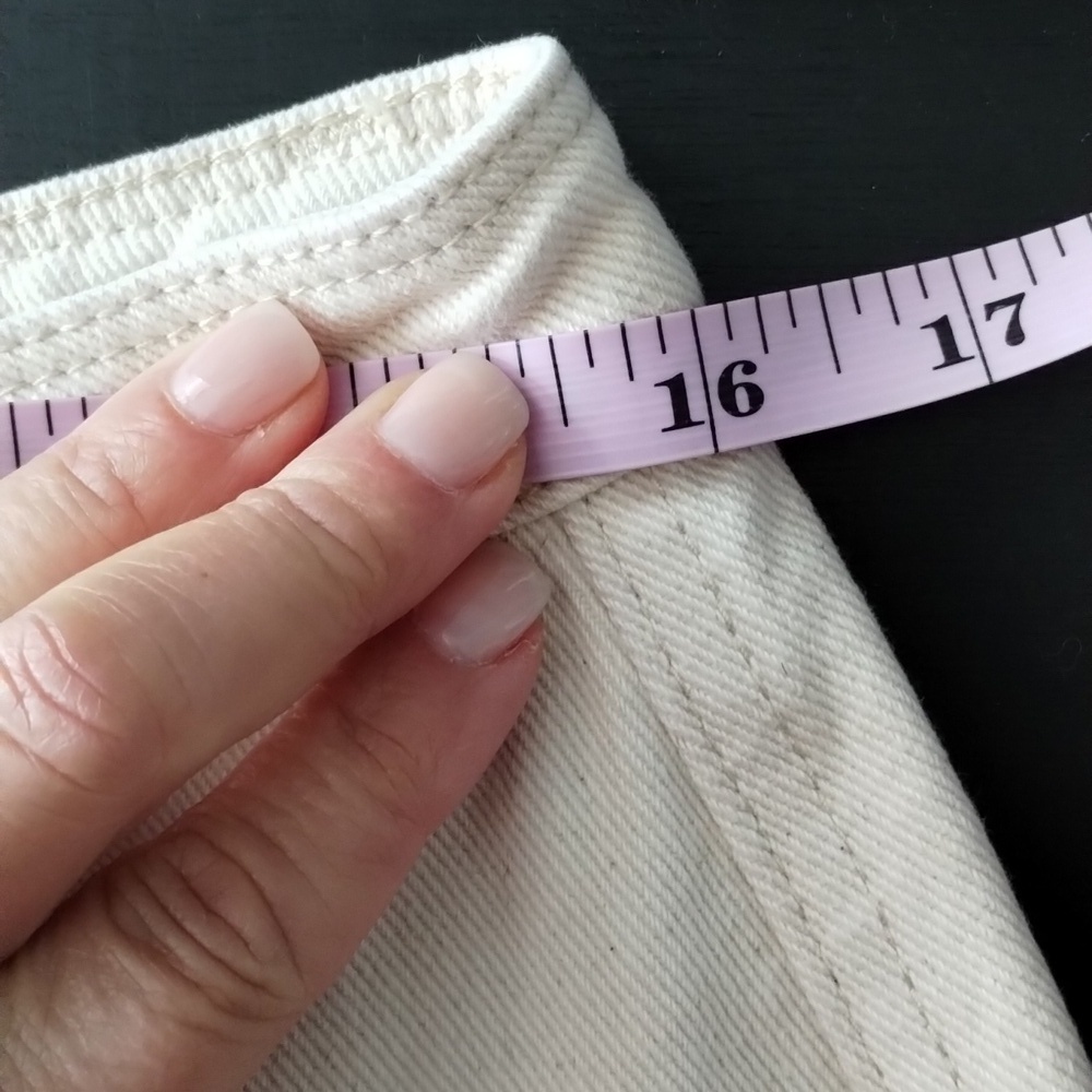 Wish List denim cream jeans split front size large 100% cotton high waist - Picture 6 of 12